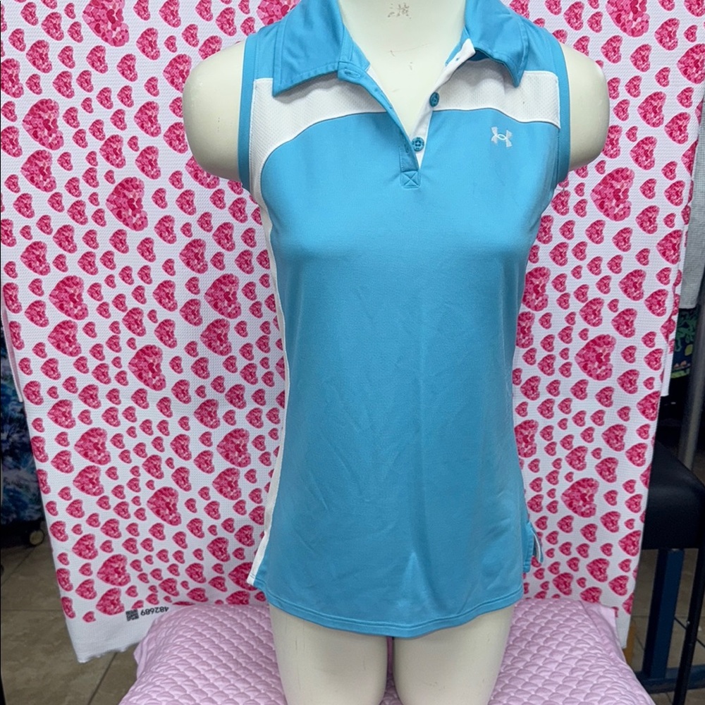 Under Armour Women's Blue and White Tank Top